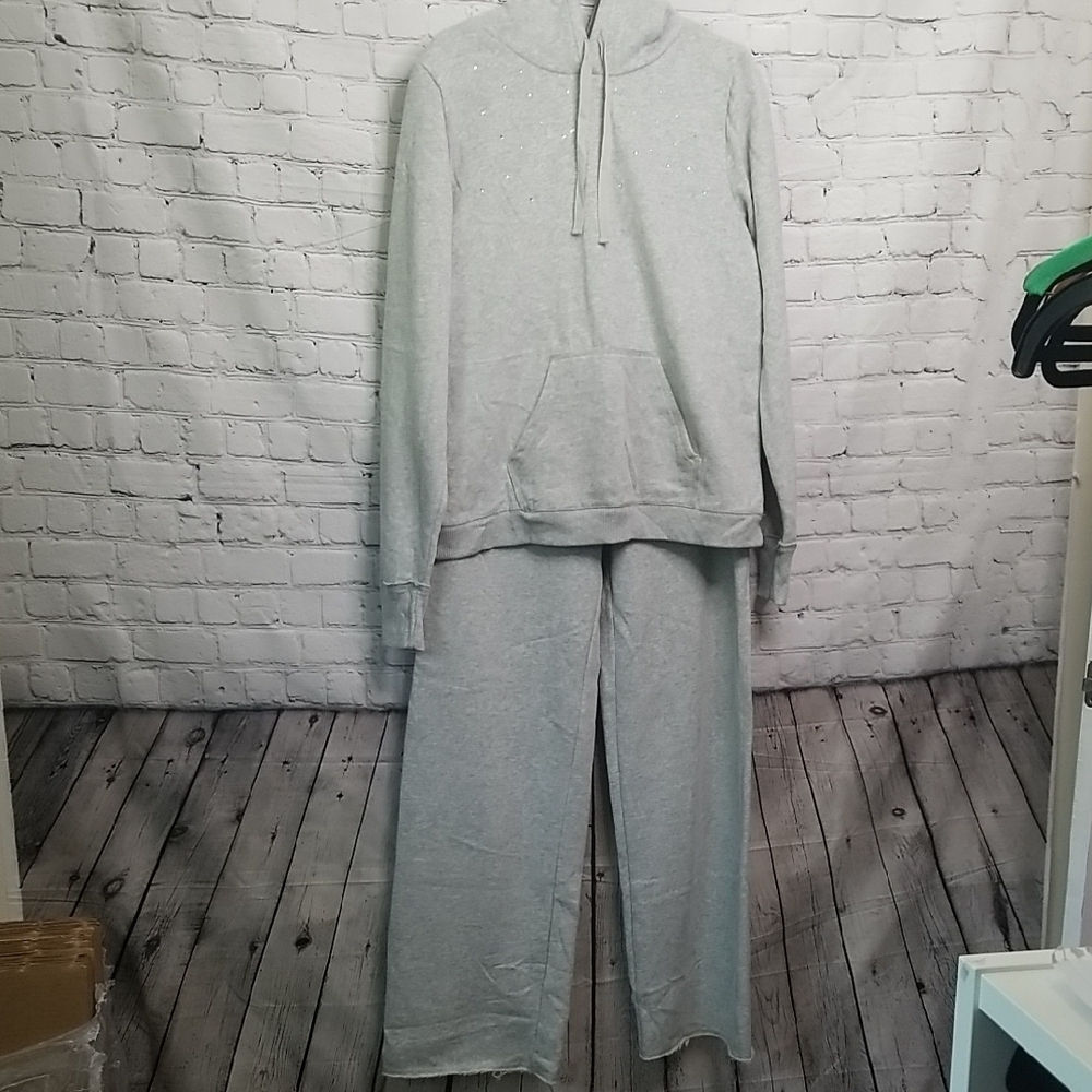 Jenni By Jennifer Moore Gray Sweatpants Hoodie Set Xlarge/Medium EUC